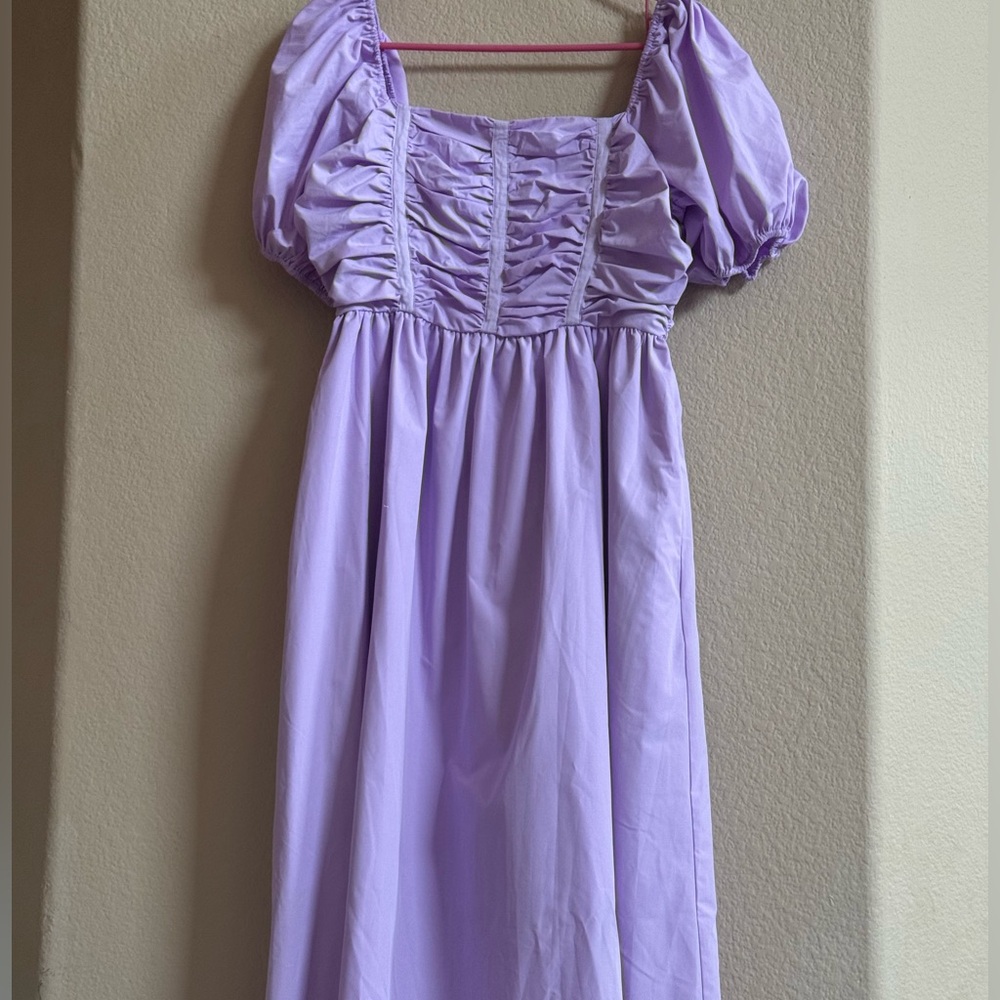 NWT Auruem Grosgrain Lavender midi Dress - Picture 3 of 8